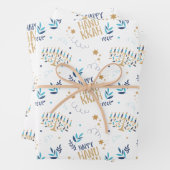 Feuille De Papier Cadeau Festive Menorah Hanoukka (En situation)