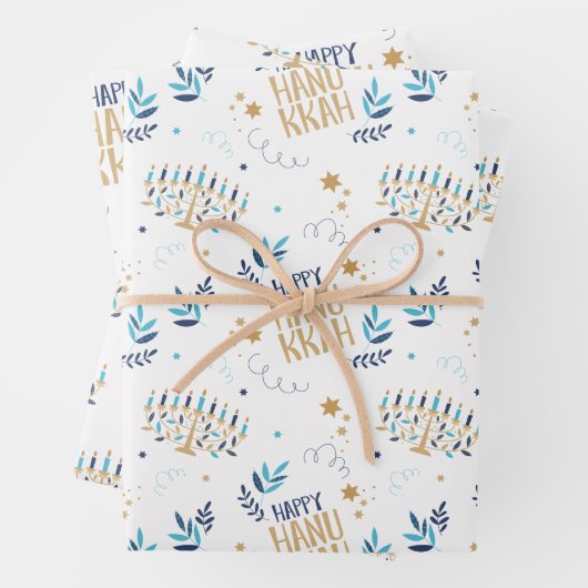 Feuille De Papier Cadeau Festive Menorah Hanoukka (En situation)