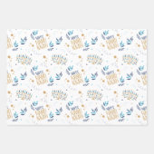 Feuille De Papier Cadeau Festive Menorah Hanoukka (Devant)