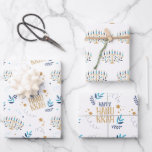 Feuille De Papier Cadeau Festive Menorah Hanoukka<br><div class="desc">Design Festif de Menorah Hanoukka.</div>
