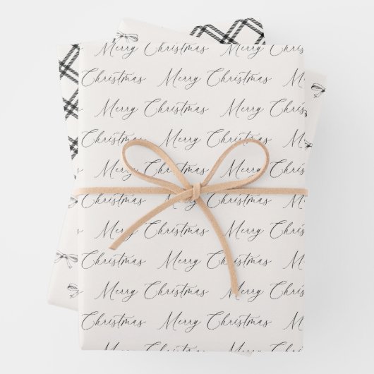 Feuille De Papier Cadeau Festive Modern Black and Beige  (En situation)