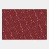 Feuille De Papier Cadeau Festive Noël Céleste Lune & Étoiles (Devant)