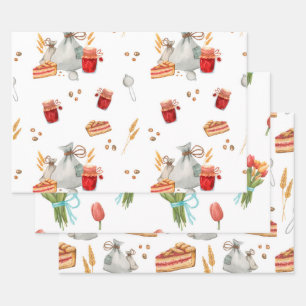 Feuille De Papier Cadeau Festive Noël Pâtisserie Traitements et boissons