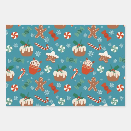 Feuille De Papier Cadeau Festive Noël Sweet Traitements Motif (Devant 3)