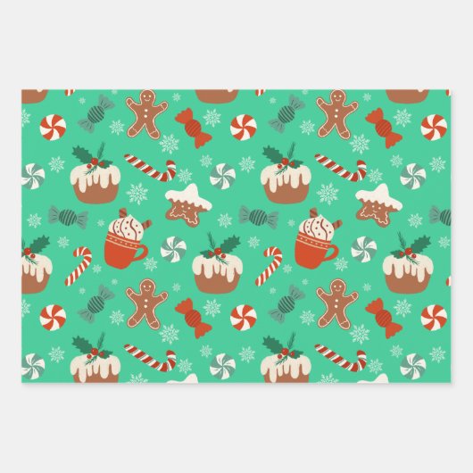 Feuille De Papier Cadeau Festive Noël Sweet Traitements Motif (Devant 2)