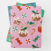 Feuille De Papier Cadeau Festive Noël Sweet Traitements Motif (En situation)