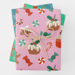 Feuille De Papier Cadeau Festive Noël Sweet Traitements Motif