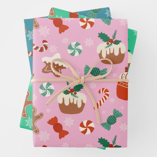 Feuille De Papier Cadeau Festive Noël Sweet Traitements Motif (En situation)