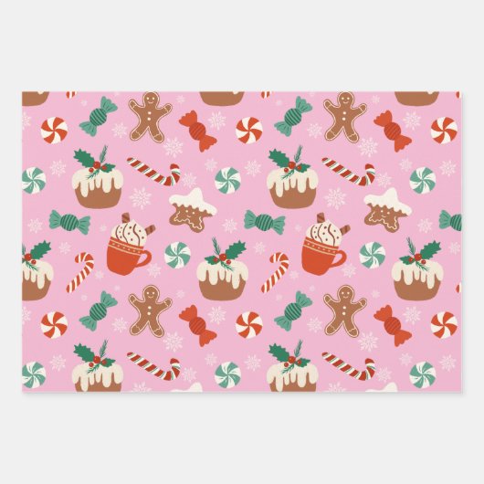 Feuille De Papier Cadeau Festive Noël Sweet Traitements Motif (Devant)