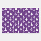 Feuille De Papier Cadeau Festive Purple and White Christmas Tree Pattern (Devant)