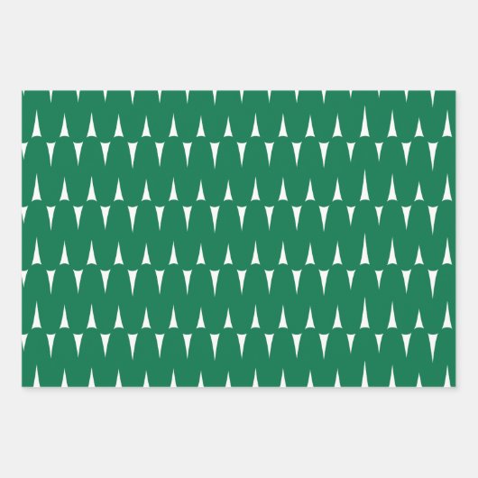 Feuille De Papier Cadeau Festive Retro Vert clair lignes Vavy Noël (Devant 3)