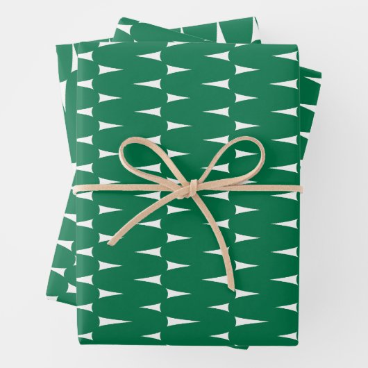 Feuille De Papier Cadeau Festive Retro Vert clair lignes Vavy Noël (En situation)