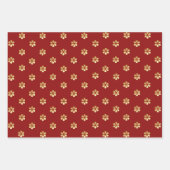 Feuille De Papier Cadeau Festive tendance Noël Rouge & Gold Daisy (Devant 3)