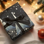 Feuille De Papier Cadeau Festive Twilight Christmas Trees<br><div class="desc">Les arbres de Noël Festive Twilight avec des tourbillons géants et des étoiles lointaines scintillantes. Arrière - plan foncé avec émeraude, vert clair. Montre des arbres de Noël vibrants qui atteignent le ciel nocturne. Les couleurs sont tourbillonnantes autour de l'arbre, créant un sentiment de mouvement. Il y a des étoiles...</div>