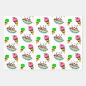 Feuille De Papier Cadeau Fête d'anniversaire à thème de la crème glacée (Devant)