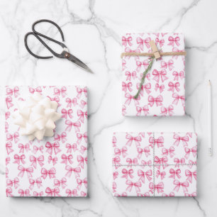 Feuille De Papier Cadeau Fête d'anniversaire bébé esthétique Coquette Ruban