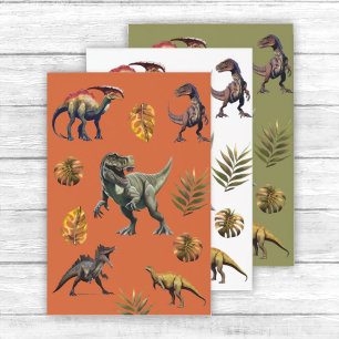 Feuille De Papier Cadeau Fête d'anniversaire de dinosaure