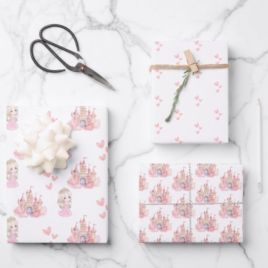 Feuille De Papier Cadeau Fête d'anniversaire de la princesse (Recto)