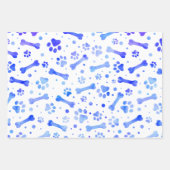 Feuille De Papier Cadeau Fête d'anniversaire des Empreintes de pattes bleus (Devant)