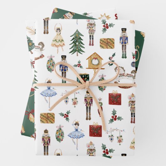 Feuille De Papier Cadeau Fête d'anniversaire en or rouge Nutcracker (En situation)