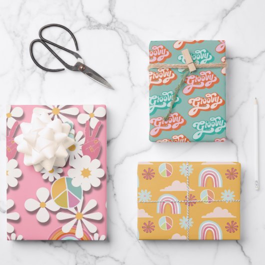 Feuille De Papier Cadeau Fête d'anniversaire hippie super (Recto)