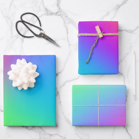 Feuille De Papier Cadeau Fête d'anniversaire Rainbow Ombres (Recto)