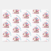 Feuille De Papier Cadeau fête d'anniversaire rose (Devant)