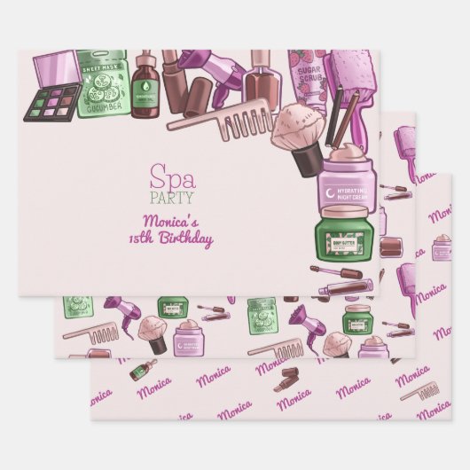 Feuille De Papier Cadeau Fête d'anniversaire spa de beauté (Lot)