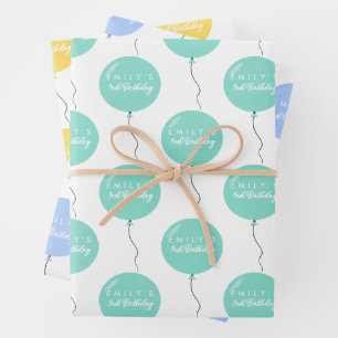 Feuille De Papier Cadeau Fête de ballon personnalisée pour anniversaire bap