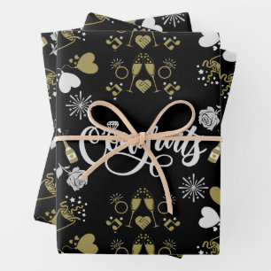 Feuille De Papier Cadeau Fête de célébration du champagne à éclater