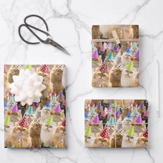 Feuille De Papier Cadeau Fête de chats (Recto)