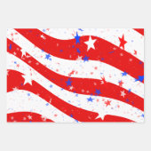 Feuille De Papier Cadeau Fête de l'Indépendance Étoiles & rayures Rouge Bla (Devant 2)