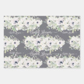 Feuille De Papier Cadeau Fête de l'mariée florale Boho Mariage Plum (Devant 3)