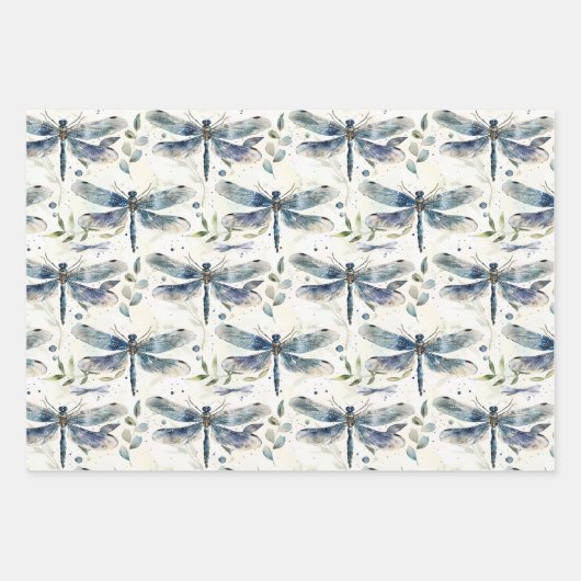 Feuille De Papier Cadeau Fête de mariage de la Libellule Bleue (Devant)