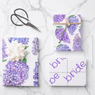 Feuille De Papier Cadeau Fête de mariage de printemps aux fleurs de lilas