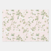 Feuille De Papier Cadeau Fête de Mariage Fleurs Blanches Rose Pâle (Devant 2)