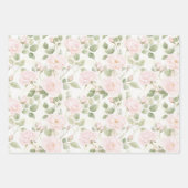 Feuille De Papier Cadeau Fête de Mariage Fleurs Blanches Rose Pâle (Devant)