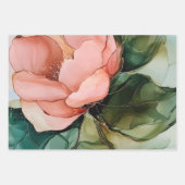 Feuille De Papier Cadeau Fête de Mariage Florale Rose et Blanche avec des R (Devant 2)