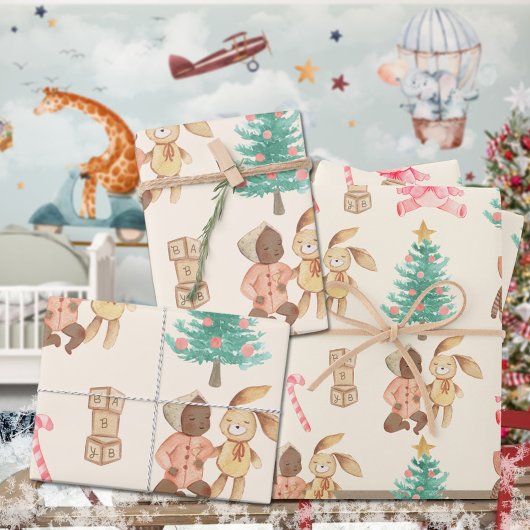 Feuille De Papier Cadeau Fête de Noël de la fille noire