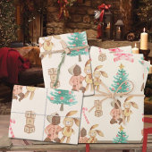 Feuille De Papier Cadeau Fête de Noël de la fille noire