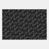 Feuille De Papier Cadeau Fête de Noël noir, blanc, rouge (Devant 2)