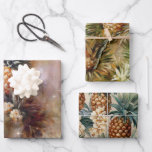 Feuille De Papier Cadeau Fête des mariées étincelante aux ananas tropiques<br><div class="desc">Tropical Ananas crème étincelante mariage nuptiale anniversaire</div>