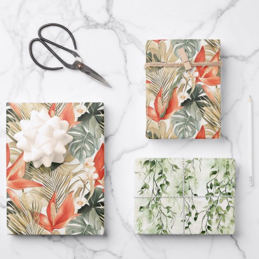 Feuille De Papier Cadeau Fête des mariées florale de l'anthurium orange tro (Recto)