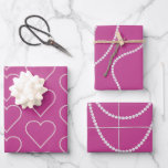Feuille De Papier Cadeau Fête des mariées Glam Pink White Pearls<br><div class="desc">Glam rose perles blanches Bijoux douche nuptiale</div>