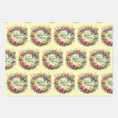 Feuille De Papier Cadeau Fête des mères couronne florale avec papillon 3 co (Devant 2)