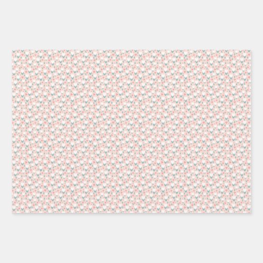 Feuille De Papier Cadeau Fête des mères de fleurs roses mignonnes (Devant 3)