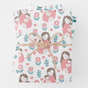 Feuille De Papier Cadeau Fête des mères pour nouveau bébé maman 3