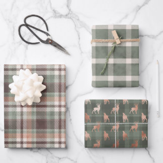 Feuille De Papier Cadeau Fête des pères Green Plaid Buck