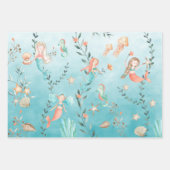 Feuille De Papier Cadeau Fête des sirènes sous la mer Bleue des Caraïbes (Devant)