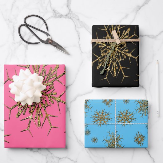 Feuille De Papier Cadeau Fête des Snowflakes (Recto)